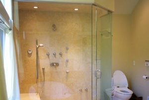 Glass shower with frameless shower door